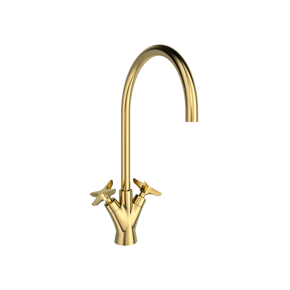 Adagio,bimando de cocina con caño giratorio 220mm,oro cepillado