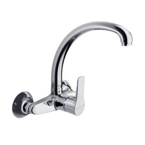 Titanium,monomando de fregadero a pared con caño alto giratorio,cromo