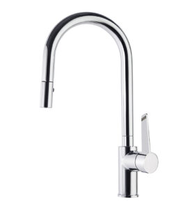 Monomando de cocina con caño alto metálico 2 jets extraible,cromo